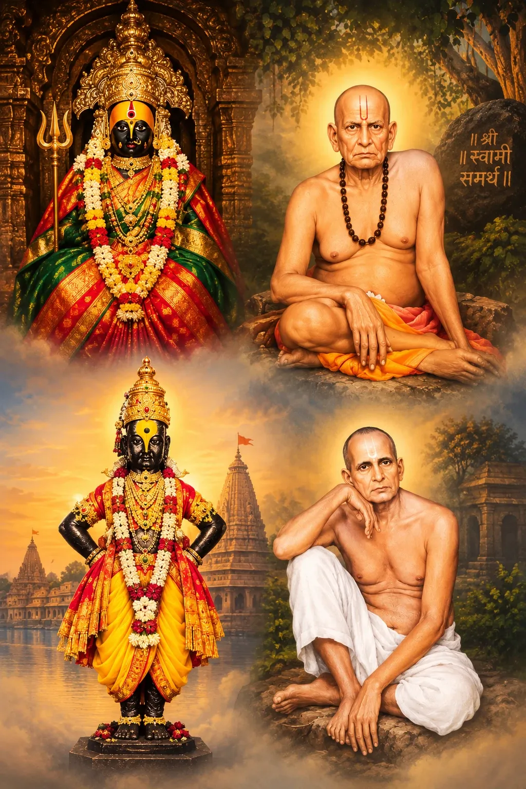 Paintings of Tulja Bhavani, Swami Samarth, Vitthal and Dattatreya, the four stops of the Solapur circuit